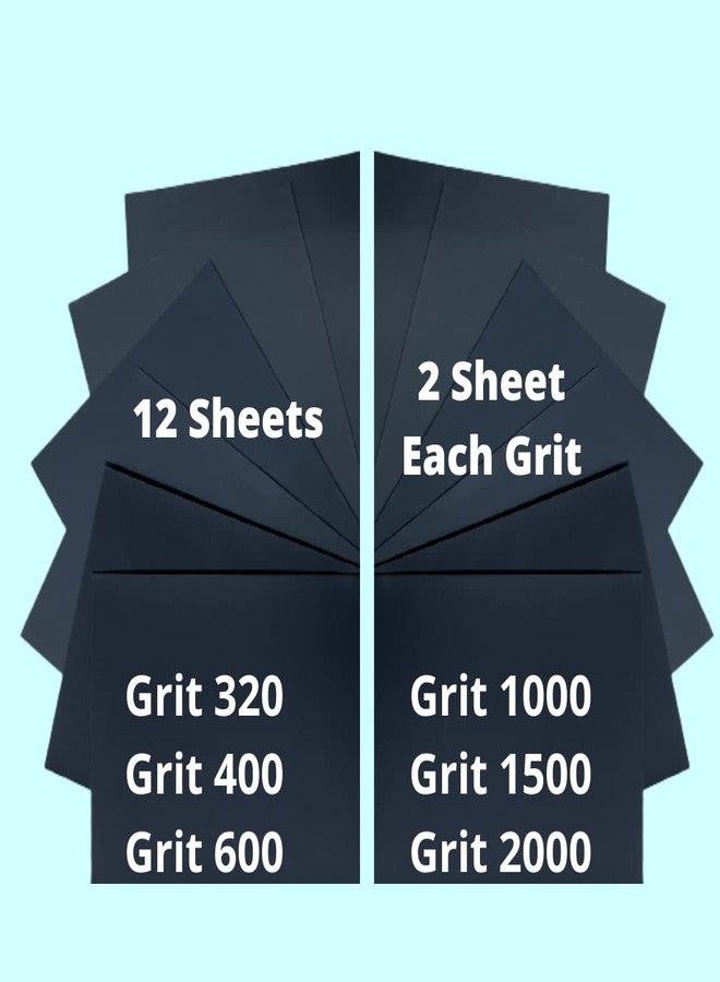 Color Zebra WET DRY Water Proof SAND PAPER 320/400 / 600/1000 / 1500/2000 Grit .12 Sheets of Latex Silicon Carbide sanding paper (2pcs each Grit) Paper Size - 23 cm X 28cm - Image 2